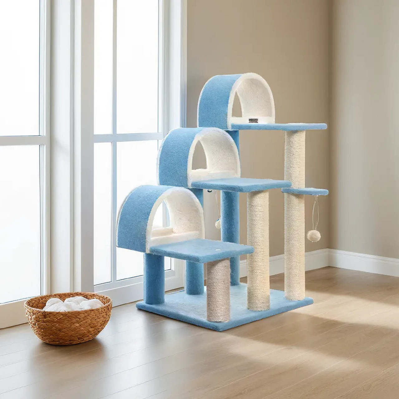 Three Cat Condos and Perches w/ Scratching Posts